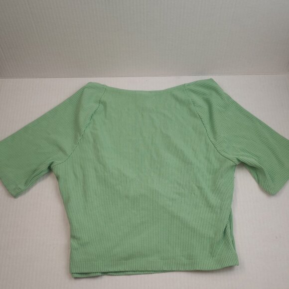 & Other Stories Green Coquette V-Neck Faux Wrap Top - Picture 2 of 4